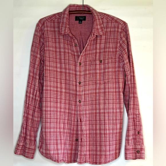 Men’s Large ~ Wallin & Bros ~ Red Flannel Plaid Button Down ~ EUC - Picture 1 of 5